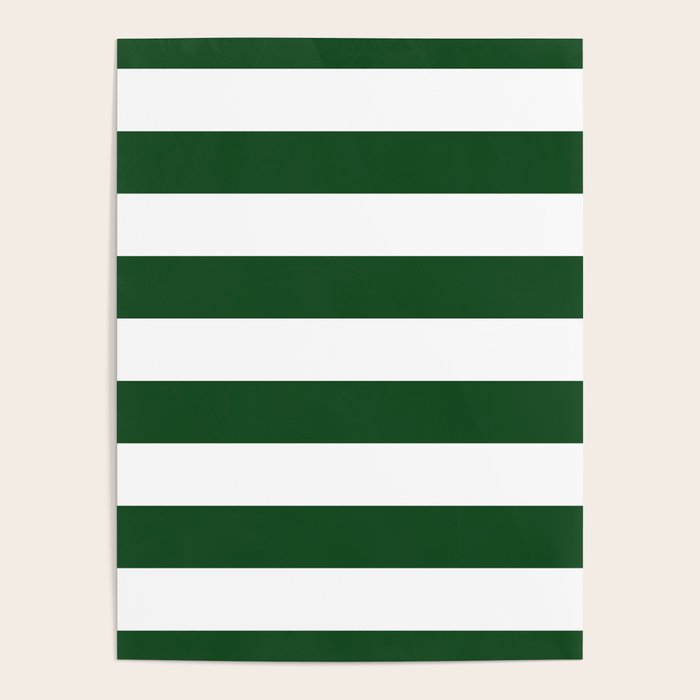 Jumbo Forest Green and White Rustic Horizontal Cabana Stripes Poster Gallery Image 4