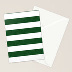 Jumbo Forest Green and White Rustic Horizontal Cabana Stripes Stationery Card Gallery Image 2