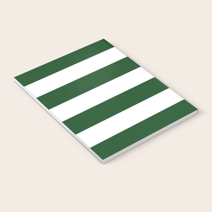 Jumbo Forest Green and White Rustic Horizontal Cabana Stripes Notebook Gallery Image 3