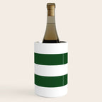 Jumbo Forest Green and White Rustic Horizontal Cabana Stripes Wine Chiller Gallery Image 1