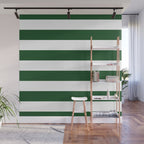 Jumbo Forest Green and White Rustic Horizontal Cabana Stripes Wall Mural Gallery Image 1