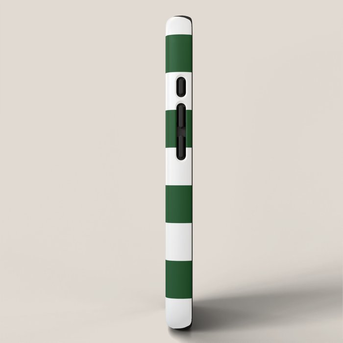 Jumbo Forest Green and White Rustic Horizontal Cabana Stripes iPhone Case Gallery Image 2