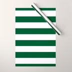 Jumbo Forest Green and White Rustic Horizontal Cabana Stripes Wrapping Paper Gallery Image 1