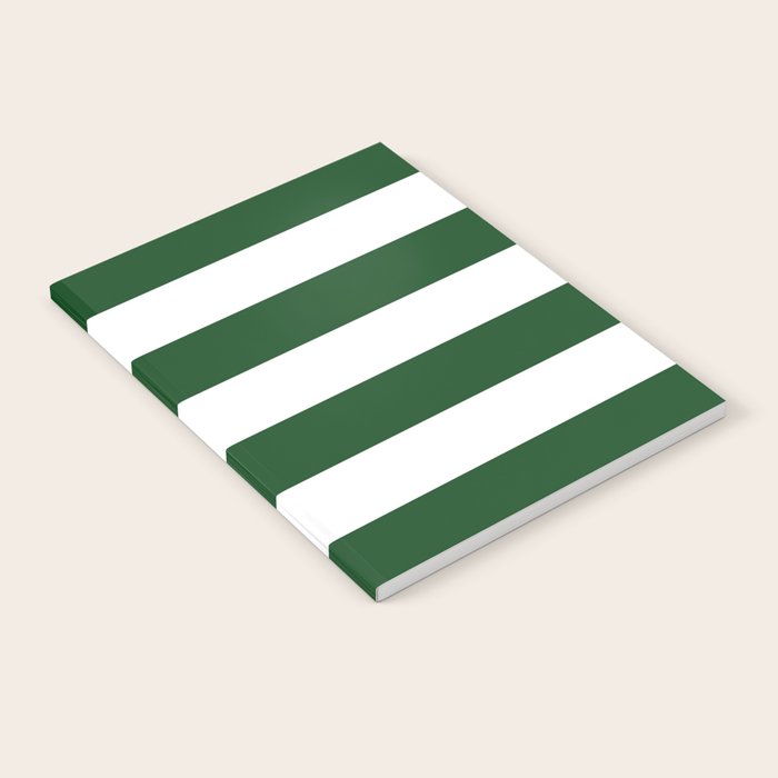 Jumbo Forest Green and White Rustic Horizontal Cabana Stripes Notebook Gallery Image 1