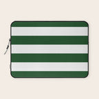 Jumbo Forest Green and White Rustic Horizontal Cabana Stripes Laptop Sleeve Gallery Image 1