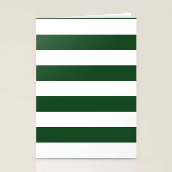 Jumbo Forest Green and White Rustic Horizontal Cabana Stripes Stationery Card Gallery Image 2