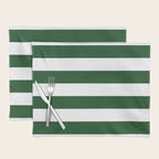 Jumbo Forest Green and White Rustic Horizontal Cabana Stripes Placemat Gallery Image 1