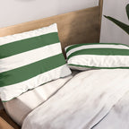 Jumbo Forest Green and White Rustic Horizontal Cabana Stripes Pillow Sham Gallery Image 2