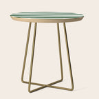Jumbo Forest Green and White Rustic Horizontal Cabana Stripes Side Table Gallery Image 1