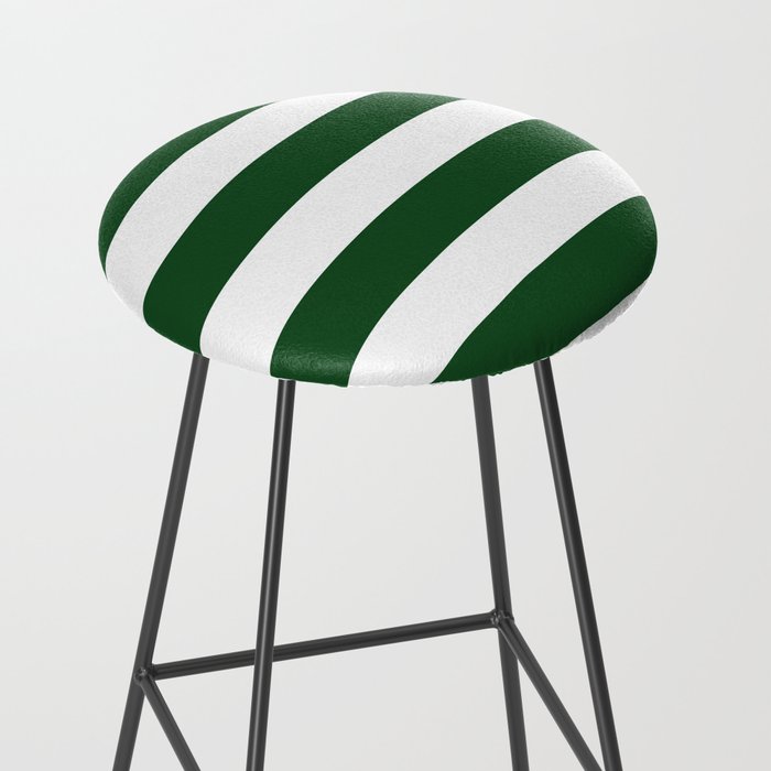 Jumbo Forest Green and White Rustic Horizontal Cabana Stripes Stool Gallery Image 2