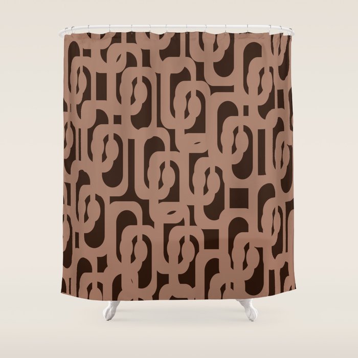 Midcentury Modern Loops Pattern 10 Inspired by PANTONE 17 1230 Color of the Year Mocha Mousse Shower Curtain Gallery Image 1