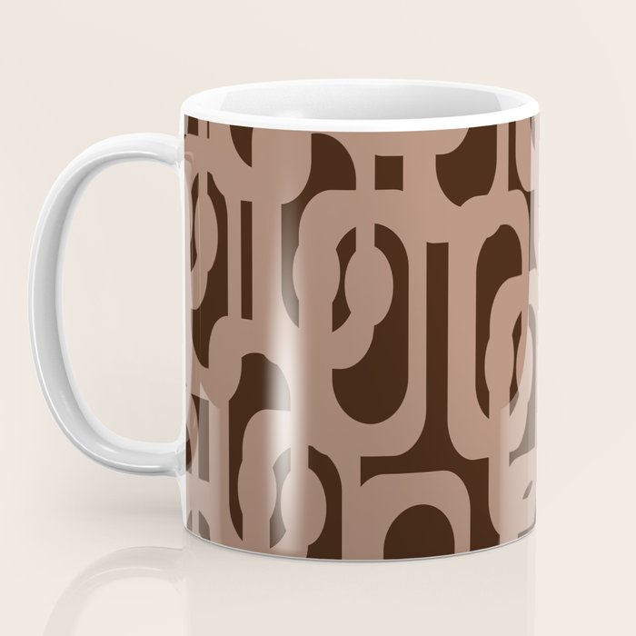 Midcentury Modern Loops Pattern 10 Inspired by PANTONE 17 1230 Color of the Year Mocha Mousse Coffee Mug Gallery Image 3