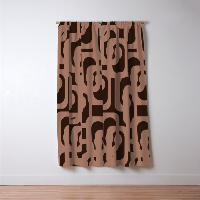 Midcentury Modern Loops Pattern 10 Inspired by PANTONE 17 1230 Color of the Year Mocha Mousse Window Curtain Gallery Image 3