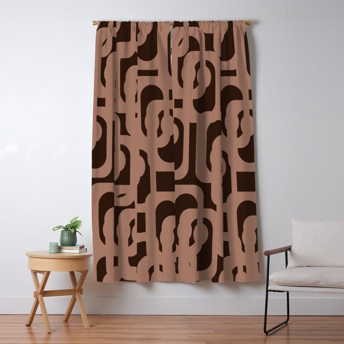 Midcentury Modern Loops Pattern 10 Inspired by PANTONE 17 1230 Color of the Year Mocha Mousse Window Curtain Gallery Image 5