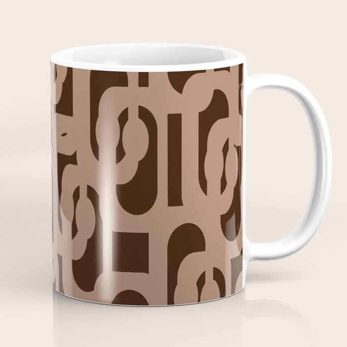 Midcentury Modern Loops Pattern 10 Inspired by PANTONE 17 1230 Color of the Year Mocha Mousse Coffee Mug Gallery Image 1