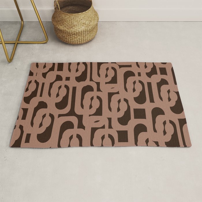 Midcentury Modern Loops Pattern 10 Inspired by PANTONE 17 1230 Color of the Year Mocha Mousse Rug Gallery Image 1