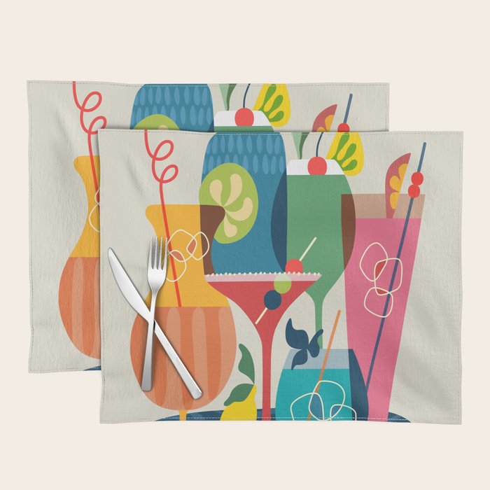 Mid Century Modern Cocktails Placemat Gallery Image 1