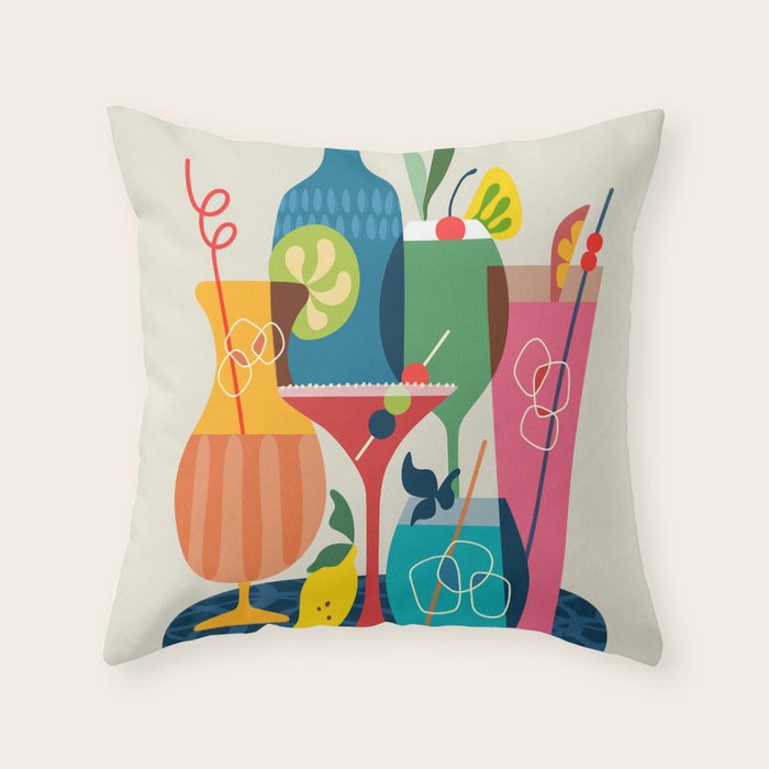Mid Century Modern Cocktails Throw Pillow Gallery Image 6
