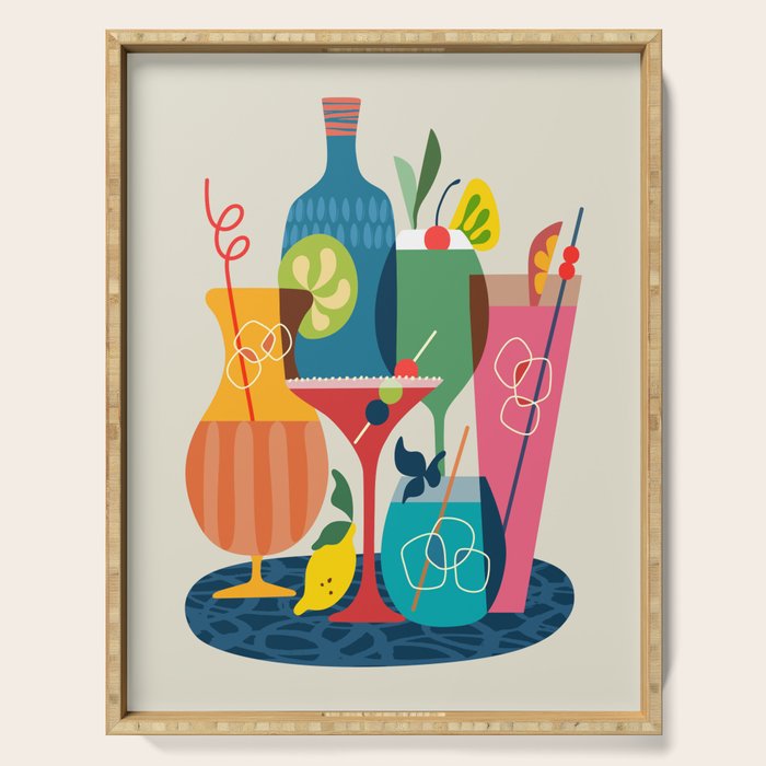 Mid Century Modern Cocktails Serving Tray Gallery Image 1