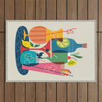 Mid Century Modern Cocktails Outdoor Rug Gallery Image 1