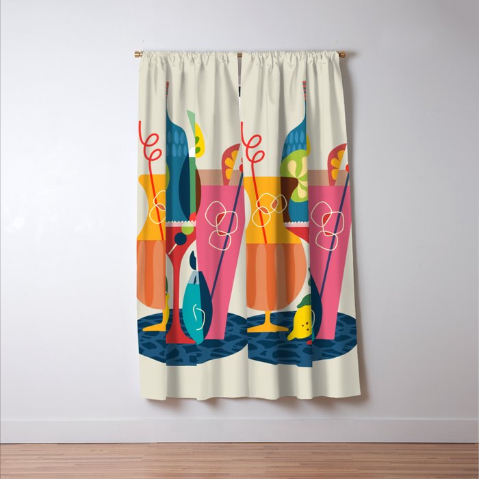 Mid Century Modern Cocktails Window Curtain Gallery Image 3