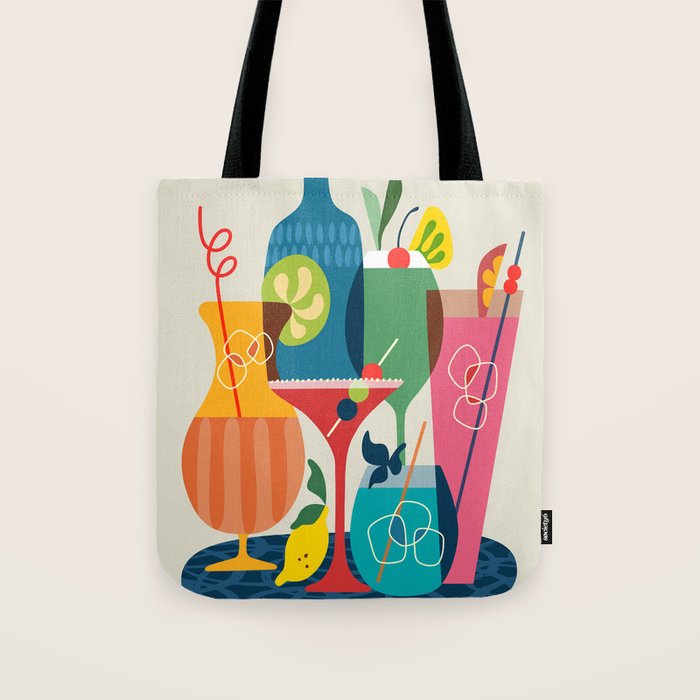 Mid Century Modern Cocktails Tote Bag Gallery Image 1