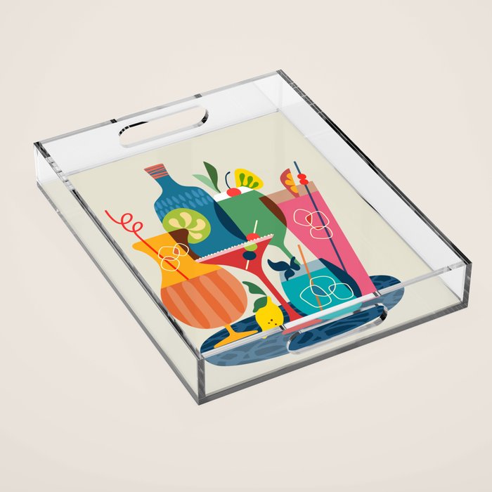Mid Century Modern Cocktails Acrylic Tray Gallery Image 1