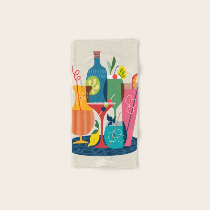 Mid Century Modern Cocktails Bath Towel Gallery Image 1