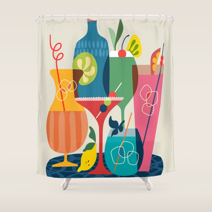 Mid Century Modern Cocktails Shower Curtain Gallery Image 1
