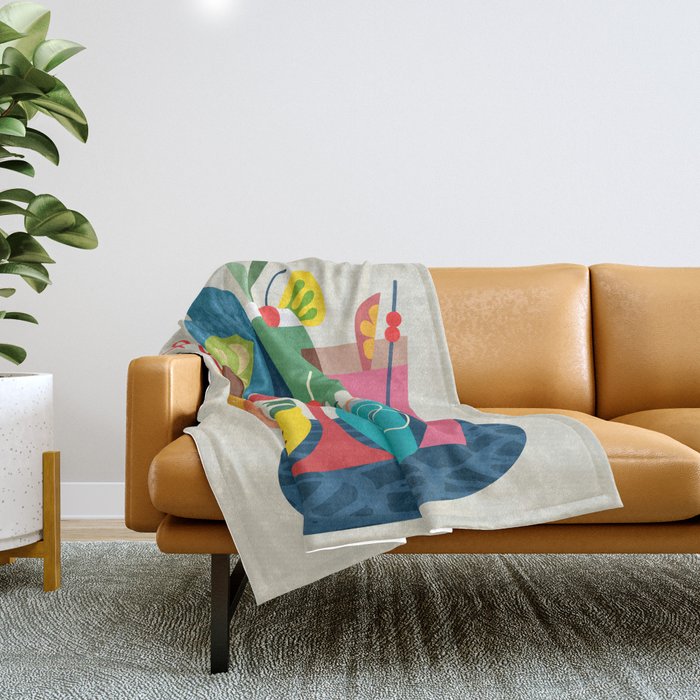 Mid Century Modern Cocktails Throw Blanket Gallery Image 1