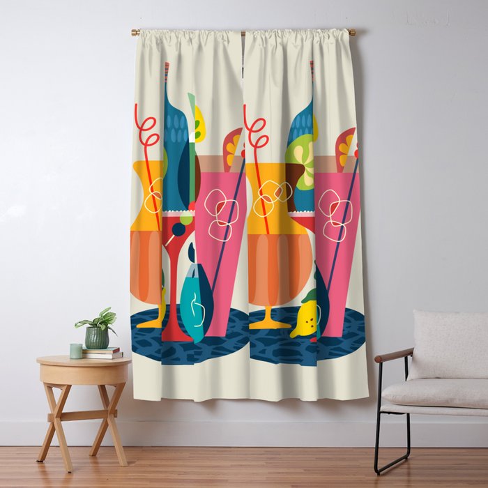 Mid Century Modern Cocktails Window Curtain Gallery Image 5