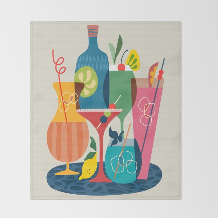 Mid Century Modern Cocktails Throw Blanket Gallery Image 2