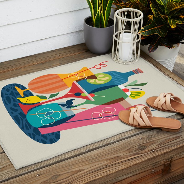 Mid Century Modern Cocktails Outdoor Rug Gallery Image 2