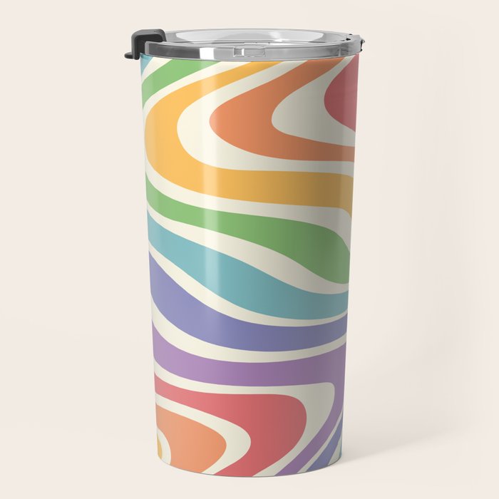 Colorful Rainbow Warp Swirl Lines II Travel Mug Gallery Image 3