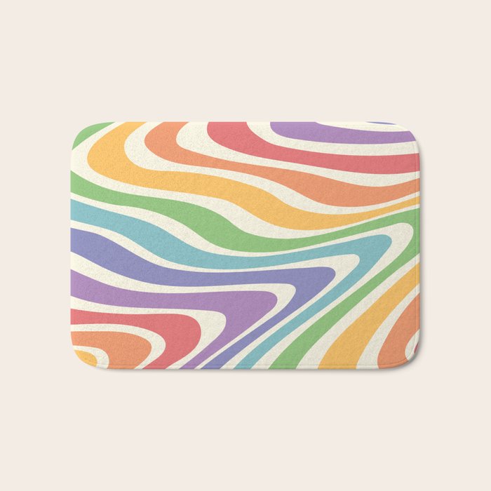 Colorful Rainbow Warp Swirl Lines II Bath Mat Gallery Image 1