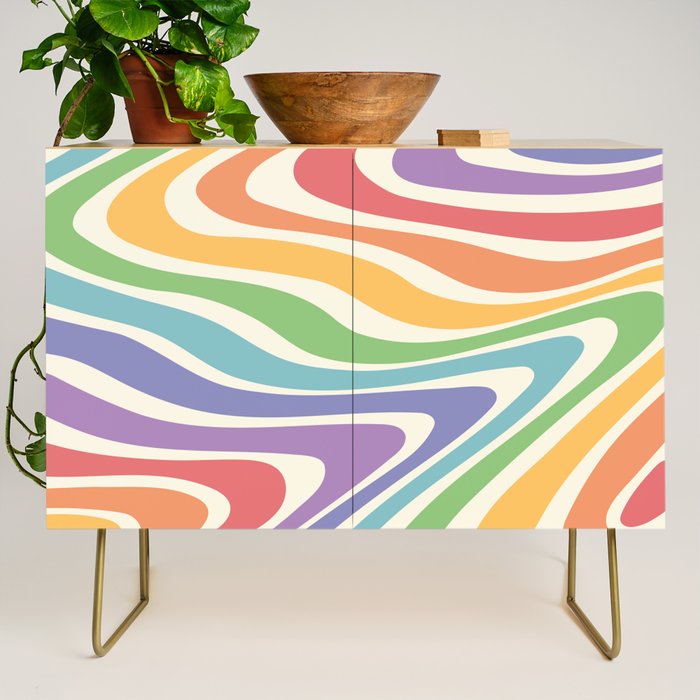 Colorful Rainbow Warp Swirl Lines II Credenza Gallery Image 1
