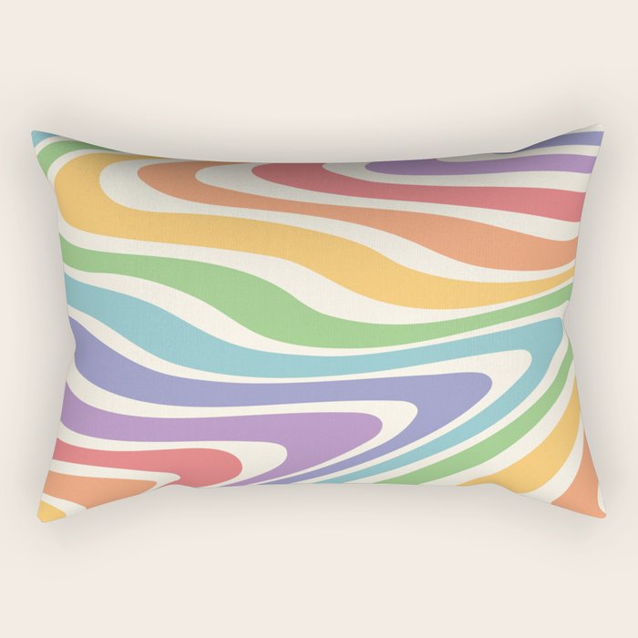 Colorful Rainbow Warp Swirl Lines II Rectangular Pillow Gallery Image 2