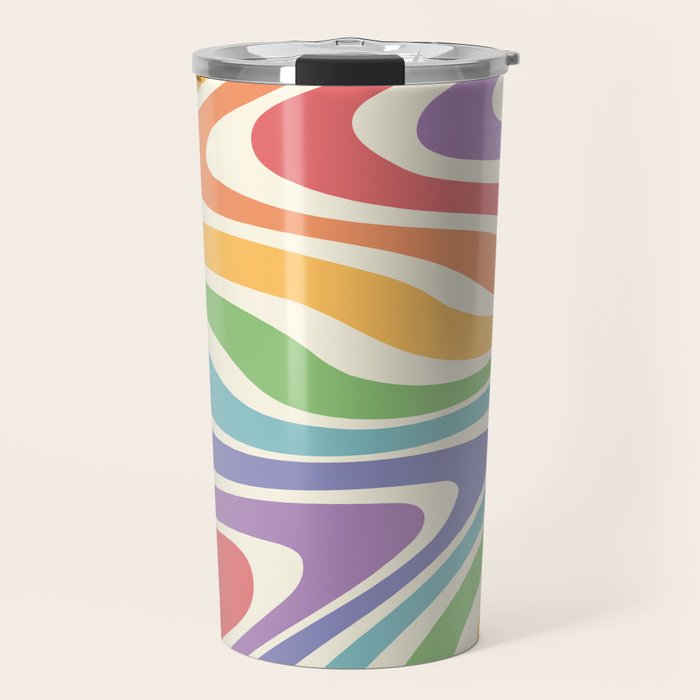 Colorful Rainbow Warp Swirl Lines II Travel Mug Gallery Image 1