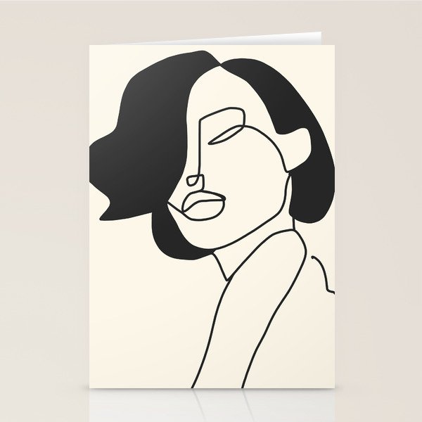 Drawing female face portrait II Stationery Card Gallery Image 2