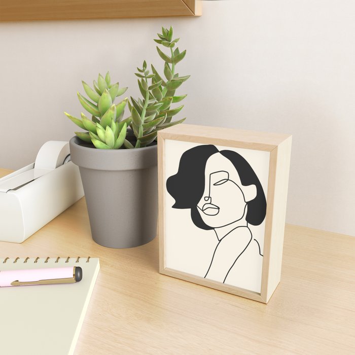 Drawing female face portrait II Mini Art Print Gallery Image 2