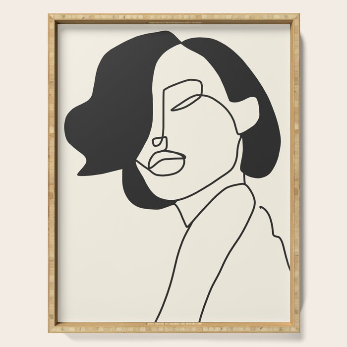 Drawing female face portrait II Serving Tray Gallery Image 1