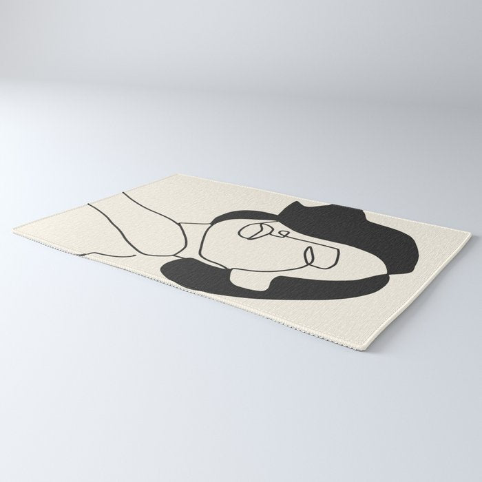 Drawing female face portrait II Rug Gallery Image 3