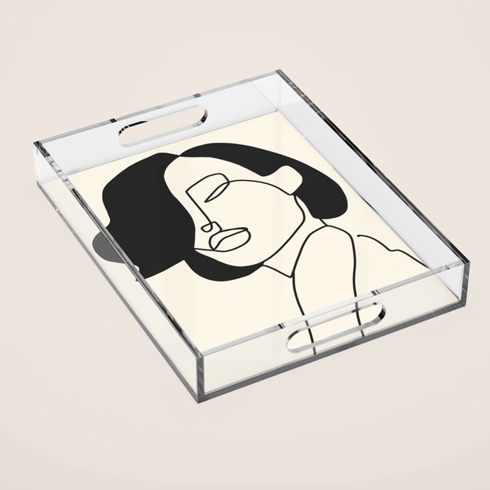 Drawing female face portrait II Acrylic Tray Gallery Image 1