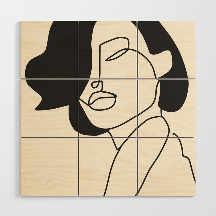 Drawing female face portrait II Wood Wall Art Gallery Image 1
