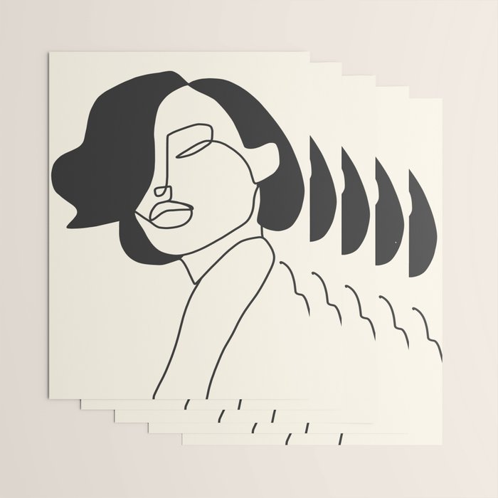 Drawing female face portrait II Wrapping Paper Gallery Image 3