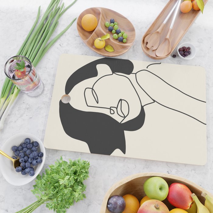 Drawing female face portrait II Cutting Board Gallery Image 2