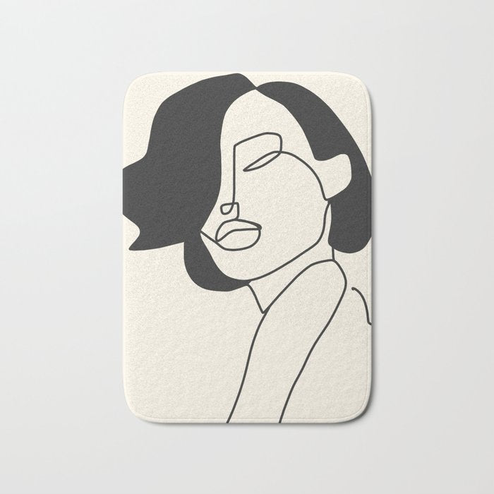 Drawing female face portrait II Bath Mat Gallery Image 1