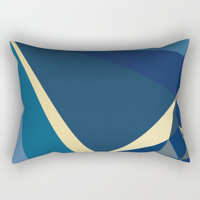 Blue Gold Abstract Low Poly Geometric Nature Art  Rectangular Pillow Gallery Image 2