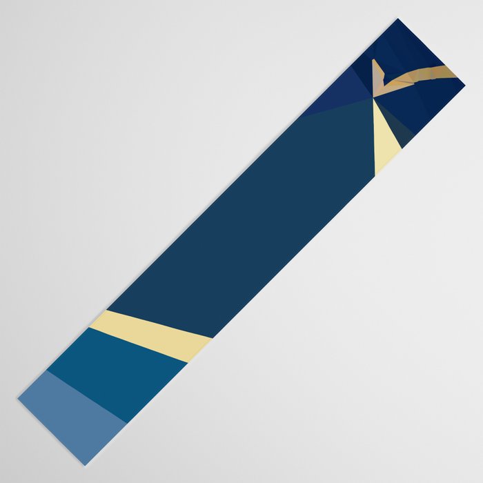 Blue Gold Abstract Low Poly Geometric Nature Art  Table Runner Gallery Image 3