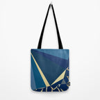 Blue Gold Abstract Low Poly Geometric Nature Art  Tote Bag Gallery Image 2